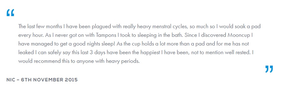 Mooncup review - Mooncup with heavy periods