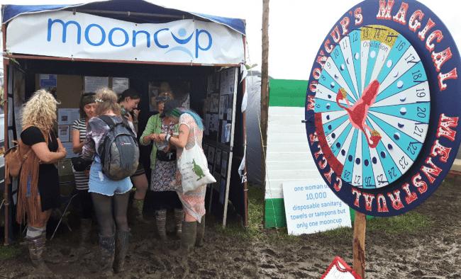 Mooncup stall at Glastonbury