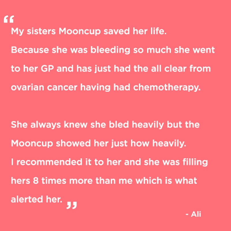 Mooncup helps to spot tovarian cancer