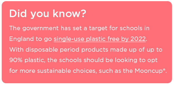 The Mooncup will help the government reach its plastic free schools target by 2020