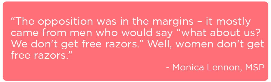 Monica Lennon quote responding to men's "free razor" request