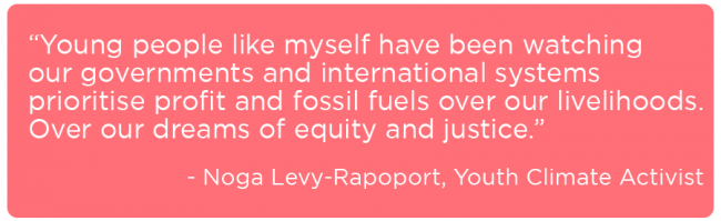 Noga Levy-Rapoport quote about governments prioritising fossil fuel industry