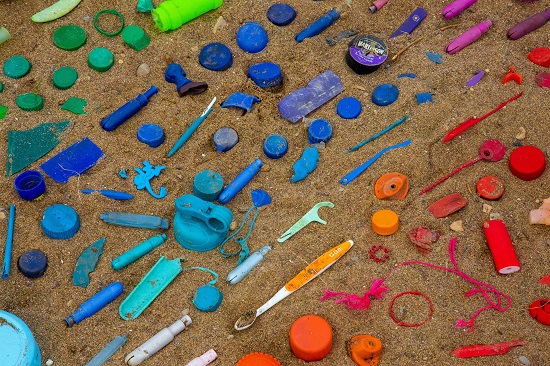 plastic waste on the beach