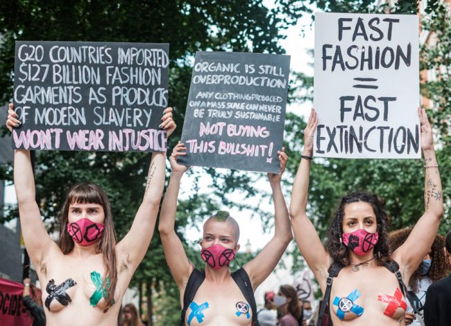 Anti fast fashion protest
