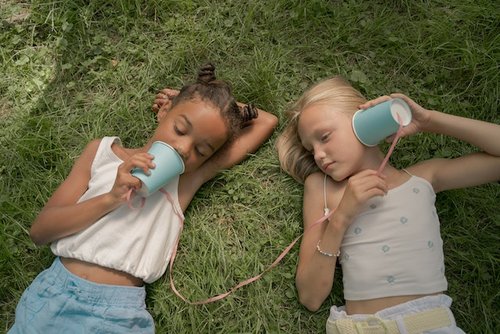 Two girls talking
